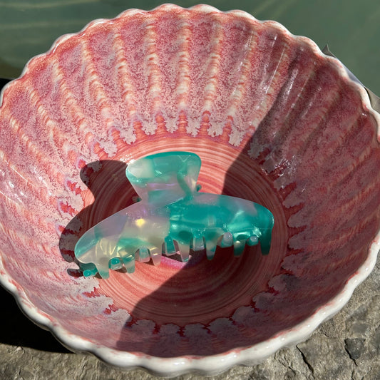 Romina Hair Claw Clip - Aqua Amethyst - 8 x 4 cm