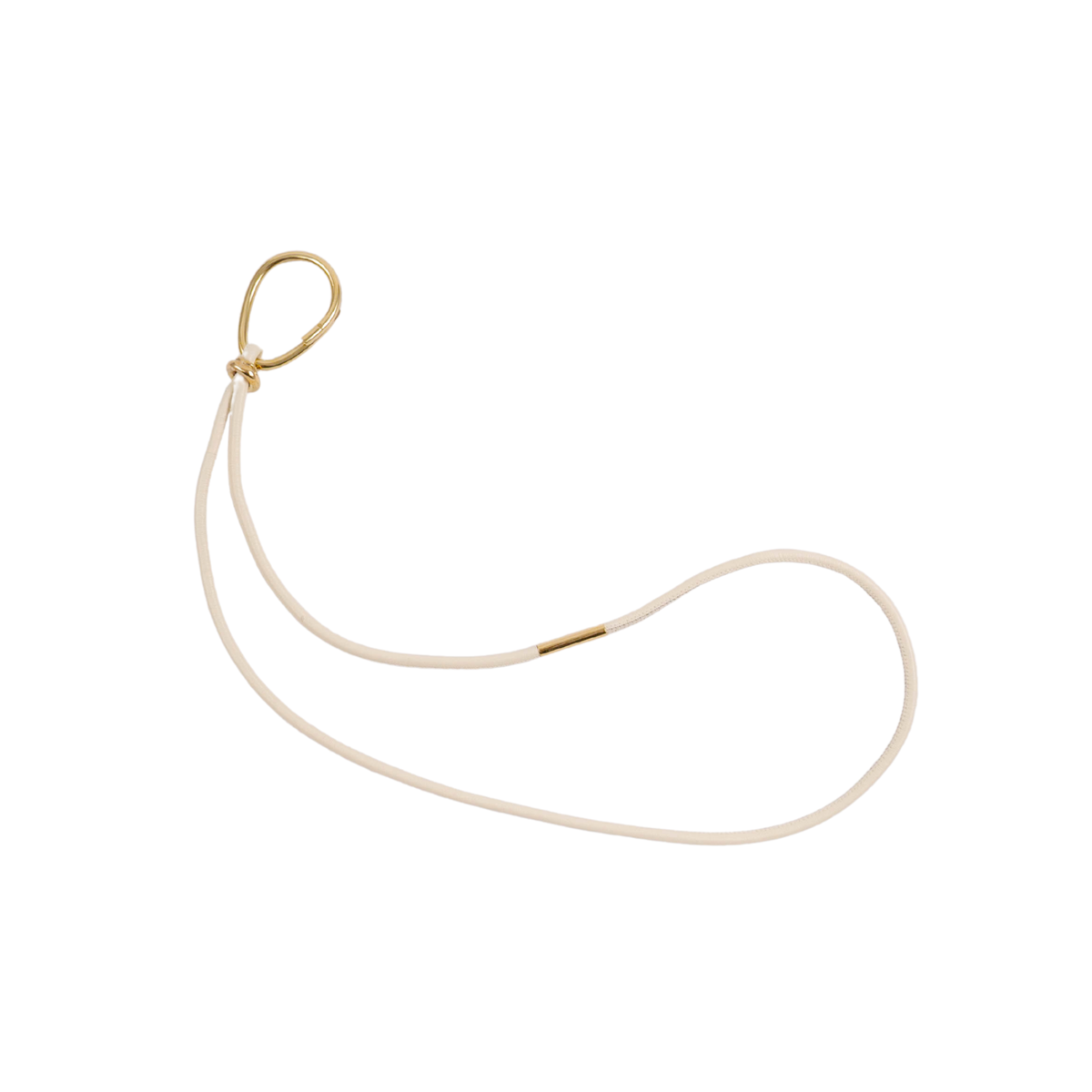 White lanyard with a gold clip on a white background