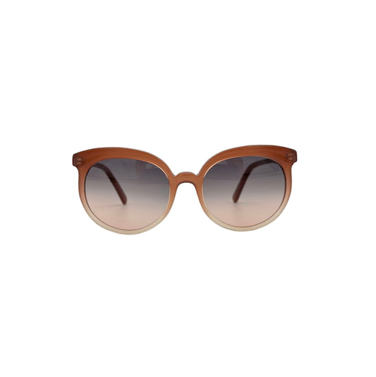 Rose cat-eye sunglasses made from Italian acetate, front view on white background